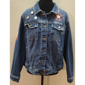 Houston Astros Adult Plus Size X Denim  Baseball Jean Jacket MLB One Of A Kind